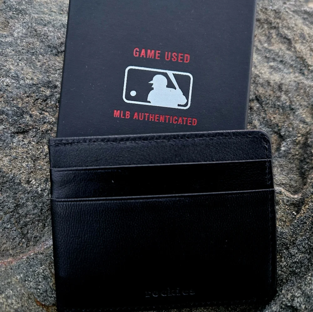 Rangers Authentic Baseball Turned Leather CC Wallet